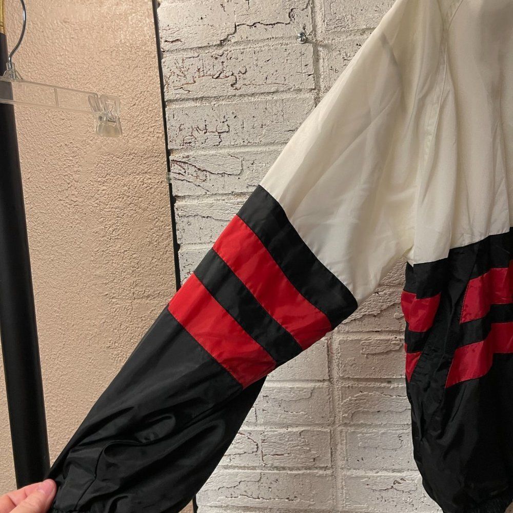 Vintage 90s Retro Online Red Striped Wind Breaker Jacket Large - Picture 5 of 11